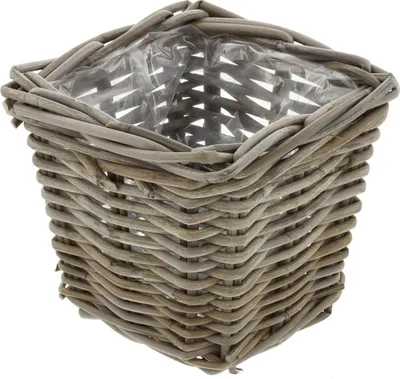 Produktbild von Pflanzkorb Koboo Grey Rattan quadratisch klein