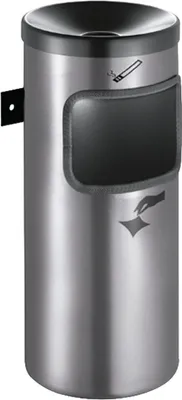 Produktbild von Wand-Abfall-Ascher Kombination RONDO, Stahl, Neusilber, Ø 180 mm, Höhe 410 mm