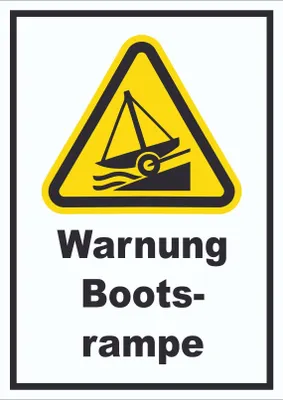Produktbild von Schild Warnung Bootsrampe A4 Rückseite selbstklebend