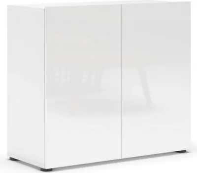 Produktbild von Kommode Dfaticant, Wohnzimmerbuffet, Wohnzimmer-Sideboard, Moderne Küchen-Speisekammer,  Italy, 90x38h79 cm, Glänzendes Weiß