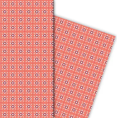 Produktbild von Grafisches Geschenkpapier mit kleinem Rauten Muster in rot - G6409, 32 x 48cm