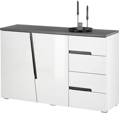 Produktbild von Kommode >Boston< in Weiß hochglanz - 132x83x38cm (BxHxT)