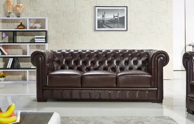 Immagine prodotto di Divano a tre posti imbottito design divano moderno 3 posti chesterfield marrone