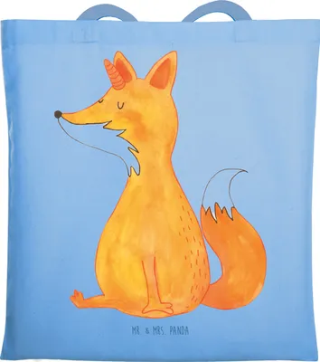 Produktbild von Mr. & Mrs. Panda Shopping Tasche Einhorn Wunsch - Sky Blue - Geschenk, Einkaufstasche, Fuchshörnchen, Fuchs, Laptoptasche, Tote Bag, Unicorns, Schultasche, Unicorn