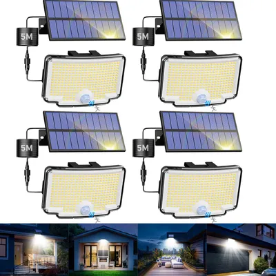 Solar-Außenleuchte mit 318 LEDs, 3 Modi, 4er-Set