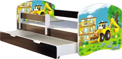 Obrázok produktu pre Posteľ pre mladých ACMA detská posteľ junior kompletná súprava s lamelovým roštom a ochranou proti vypadnutiu matraca Wenge 20 Bagger 160x80 + základňa postele