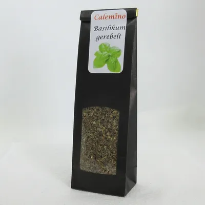 Produktbild von Calemino Basilikum gerebelt 25g für Pesto Pizza Bruchetta Suppen Saucen Salate
