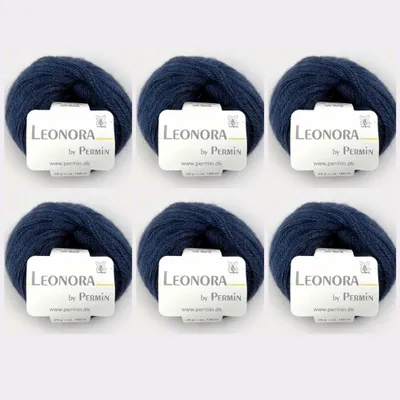 Image de 6 pelotes de Leonora by Permin – Fil raffiné en soie, laine et mohair (19 navy)