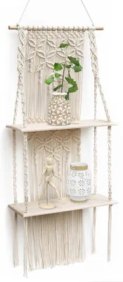 Produktbild von Famanu Wandregal Boho-Design - Naturholz