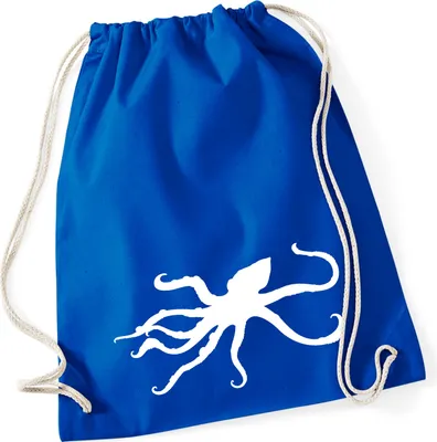 Produktbild von Huuraa Turnbeutel Oktopus Silhouette 12 Liter Bright Royal Baumwolle Rucksack Geschenkidee