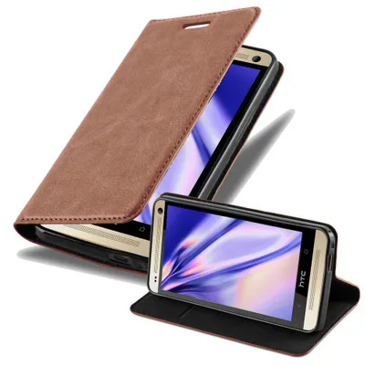 Produktbild von Cadorabo Hülle für HTC ONE M7 Schutz Hülle in Braun Handyhülle Etui Case Cover Magnetverschluss