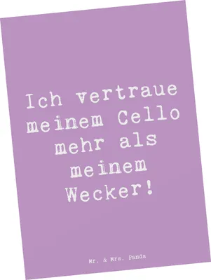 Produktbild von Mr. & Mrs. Panda Postkarte Spruch Cello Vertrauen - Lavendeltraum - Geschenk, Lernen, Ansichtskarten, Musik, Grußkarte, Fotokarte, Instrument, bildkarte, Musiker