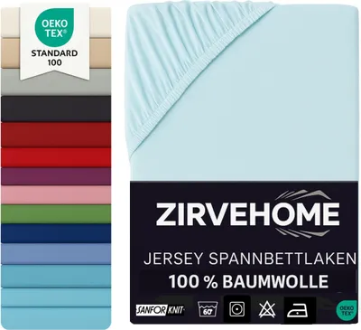 Produktbild von Spannbettlaken 180x200-200x200 cm - Jersey Spannbetttuch 100% Baumwolle - Komfort Bettlaken für Matratzen bis 30 cm Höhe, Spannbettlaken Aqua