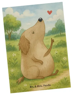 Produktbild von Mr. & Mrs. Panda Ansichtskarte Hund Liebe Design - Weiß - Geschenk, Kunstkarten, Grußkarte, Postkarten, bildkarte, Postkarte, Hunde, Herz, Sprüche