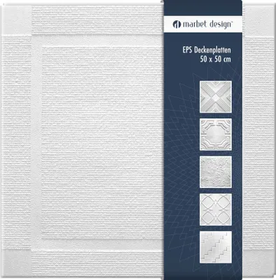 Produktbild von Deckenplatten aus Styropor EPS - Deckenpaneele leicht & robust im modernen Design - (22QM Sparpaket ATLANTA 50x50cm) Deckenplatten Paneele Platte weiß