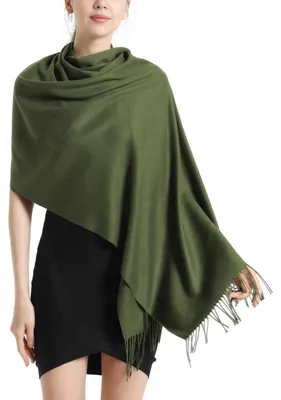 Immagine prodotto di Stola e sciarpa Pashmina da donna, verde scuro, 70 x 200 cm, in viscosa