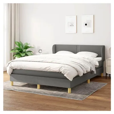 Produktbild von Lattenrost mit Matratze, Dunkelgrau, 140 x 200 cm, Stoff, Plattformbett, mit Lattenhalter, einfache Montage für Schlafzimmer, Erwachsene