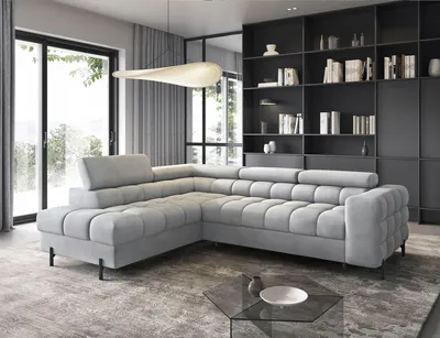 Produktbild von Ecksofa, Polsterecke, Eckcouch Wohnlandschaft Sofa mit Ottomane Eckgarnitur - Ecksofa Ferrucio L - Grau (Paros 05)
