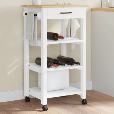 Obrázek produktu pro Kuchyňský vozík monza masivní borové dřevo Bílá / 48 x 40 x 90 cm