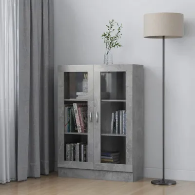 Zdjęcie produktu dla Maison Exclusive – witryna w kolorze szarym betonowym 82,5 x 30,5 x 115 cm Materiał drewnopochodny