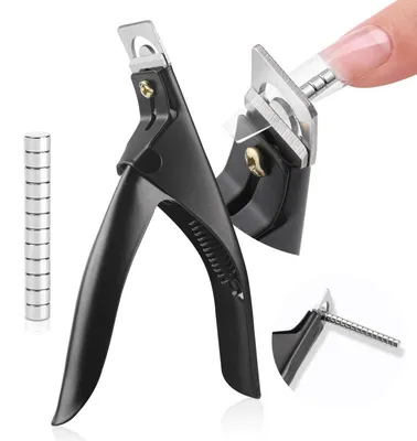 Zdjęcie produktu dla Obcinacz do paznokci do manicure, model z 15 magnesami, do obcinania końcówek paznokci, przeznaczony do zdobienia, żeli i akrylu, kolor czarny