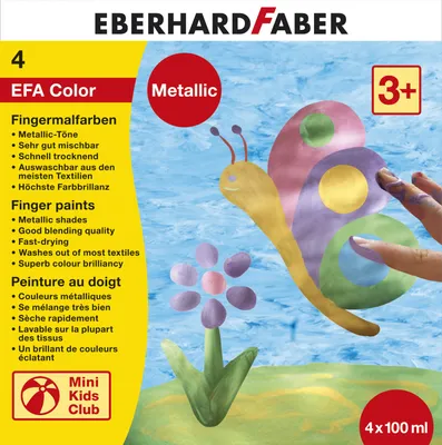Image de EBERHARD FABER 578802 4 EBERHARD FABER EFA Color Metallic Fingerfarben farbsortiert 4x 100,0 ml