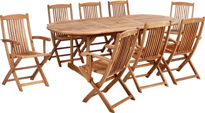 Produktbild von BELIANI Gartenmöbel Set Hellbraun Akazienholz 8-Sitzer Klappbar Terrasse Outdoor Retro Landhaus