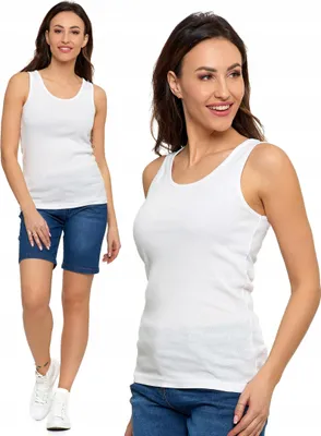 Produktbild von Tanktop - Damenbekleidung Größe XXL - Sommertop weiß - Top Weiß - Baumwolltop