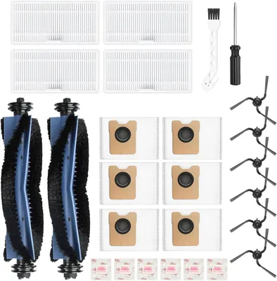 Produktbild von 26 Pack Zubehörset für Eufy C10 Saugroboter - Enthält: 2 Hauptbürsten, 4 Filter, 6 Seitenbürsten, 6 Staubbeutel, 6 Flach-Duftstein, 1 Reinigungsbürste