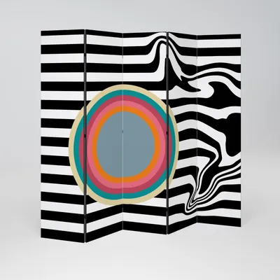Produktbild von SpaceRebels Paravent Raumteiler - 5-teilig Raumtrenner, Druck 1-Seite - Raumtrenner - Trennwand Wohnung - Room Divider - Spanische Wand Deko Modern Sichtschutz