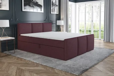 Produktbild von Boxspringbett BRAND 120x200 mit 2 Bettkästen, Bonell-Matratze und Topper. Möbel vom Hersteller- Handarbeit!Bett Komplett-Set mit Matratze,Bettkasten & Kopfteil. Stoff SAVANA. Elegantes Bett mit massives Kopfteil.