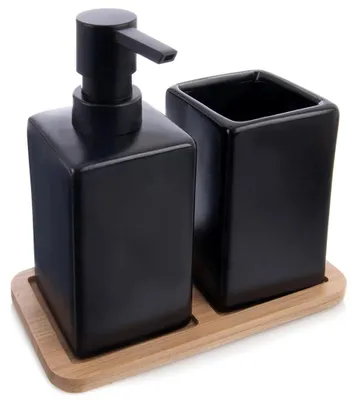 Image de Ensemble de salle de bain en dolomite - 3 pièces - Noir