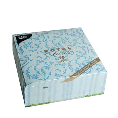 Image de Papstar serviettes 40cm 1/4 pli Royal Damascato turquoise 50 pcs.
