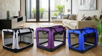 Produktbild von Hundebox Bello XL Navyblau faltbar Autotransportbox Katzen Hunde Box