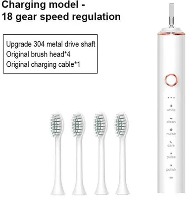 Obrázek produktu pro Elektrický zubní kartáček, dobíjecí zubní kartáček – bílý