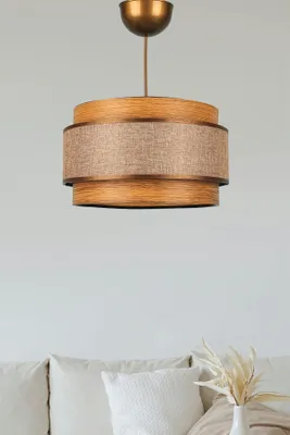 Image de Opviq, suspension haut de gamme, corps en plastique, marron, Ø 28 cm, h. 15,5 cm | Hauteur réglable de 17,5 à 40 cm | Douille E27, max. 40 W | Design rustique pour des intérieurs modernes, IP20.