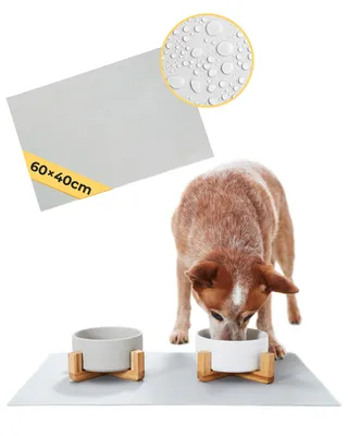 Zdjęcie produktu dla Podkładka pod miskę dla kota i psa | 60 x 40 cm | Podkładka silikonowa | antypoślizgowa | łatwa w czyszczeniu | chroni podłogę | wodoodporna