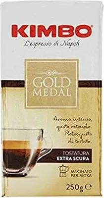Produktbild von 4x Kimbo Espresso GOLD MEDAL AROMA 250g Packung gemahlen ground coffee caffè