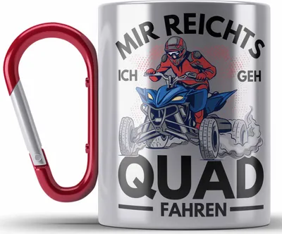 Produktbild von Trendation - Mir Reichts Ich Geh Quad Fahren Edelstahl Tasse Karabiner Quadfahrer 4x4 Quad Bike Spruch Geschenk (Rot)