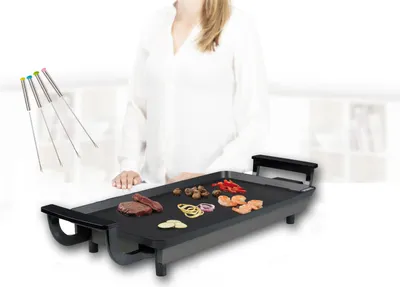 Produktbild von Teppanyaki ElektroTischgrill, Bratfläche 43x23cm Japan Indoor, 1800Watt & Gabeln