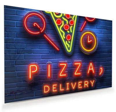 Produktbild von Glasbild 60x40cm in XXL für Wohnzimmer, Schlafzimmer Motiv Pizzalieferservice