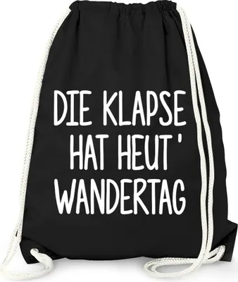 Produktbild von Turnbeutel Die Klapse hat heute Wandertag Sportbeutel Gymbag Baumwolle Moonworks schwarz unisize