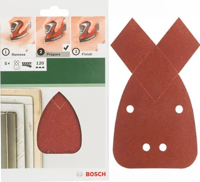 Produktbild von Bosch Schleifblatt 5 Stk, 95 x 135 mm K 120 für Black + Decker Mouse, PSM primo