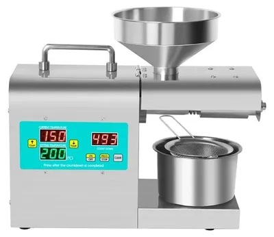 Produktbild von Haushalts Ölpresse RG312 - Elektrische Ölpressmaschine - Digitales Display - Edelstahl - Für Erdnüsse und Leinsamen - 220V EU Stecker