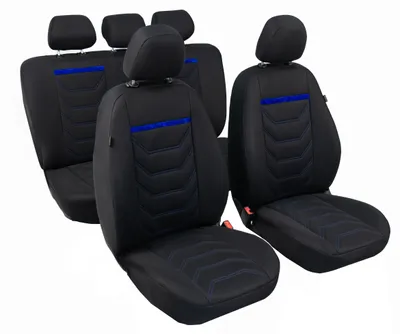 Produktbild von Autobezüge Sitzbezüge Schonbezüge Sitzschoner Sitzbezug car covers Comfort Plus Komplet Set Universal Schwarz (Blau)