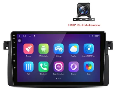 Obrázok produktu pre Android autorádio s cúvacou kamerou pre BMW 3 (E46), modelové roky 1998-2006, s bezdrôtovým CarPlay a Android Auto, 8-jadrový procesor, 6+128 GB pamäte, 4G LTE, GPS navigácia, 9-palcový displej