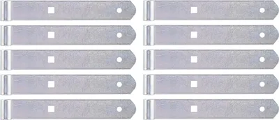 Image de Alberts 845063 Charnière de porte, droite, extrémités arrondies, galvanisée, passivée à couche épaisse, rouleau Ø 10 mm, dimensions 200 x 30 mm, lot de 10