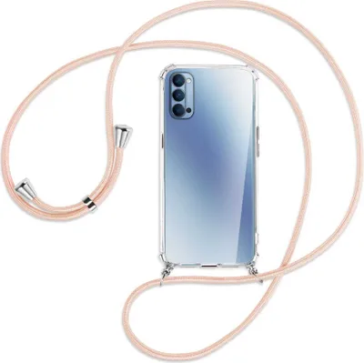 Produktbild von Handykette Backcover-Schutzhülle mit Band (Metall silberfarben) für Oppo Reno4 5G - rose peach