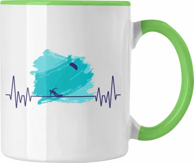 Produktbild von Trendation - Kitsurfing Kitesurf Herzschlag Tasse Geschenk für Kitesurfer Hobby Geschenkidee (Grün)