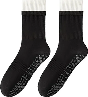 Produktbild von 1 Paar Yoga-Socken mit rutschfester Sohle, atmungsaktiv, feuchtigkeitsableitend, geeignet für Ballett, Tanz, Fitness, Pilates, Sport und Gymnastik, mittelhoch.